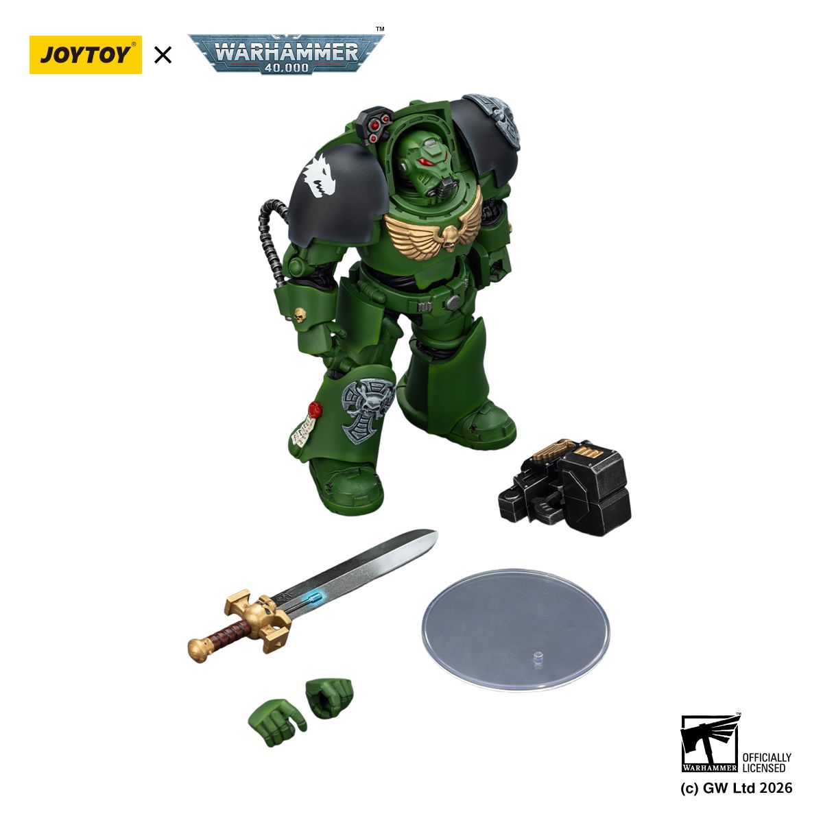 PRE-ORDER Joy Toy Warhammer 40k Salamanders Terminator 1 with Power Sword and Storm Bolter