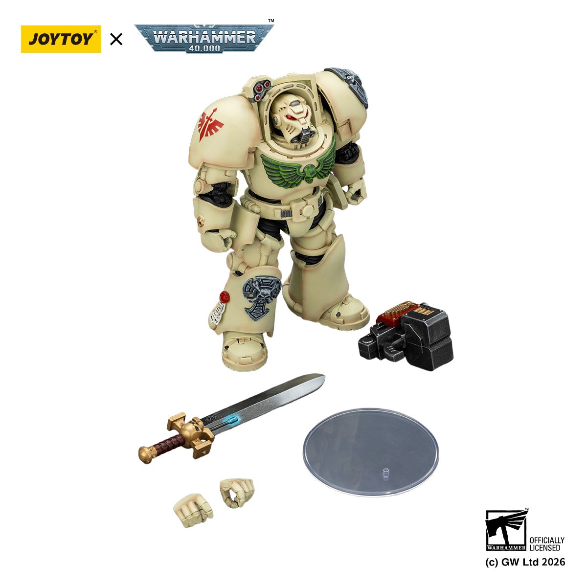 PRE-ORDER Joy Toy Warhammer 40k Dark Angels Deathwing Terminator 1 with Power Sword and Storm Bolter