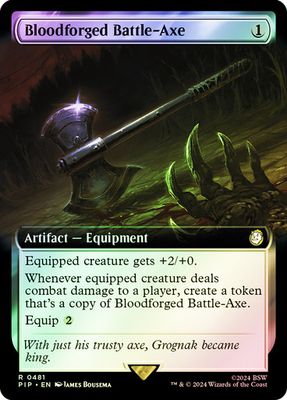 Magic the Gathering Bloodforged Battle-Axe Extended Art Foil Fallout Commander