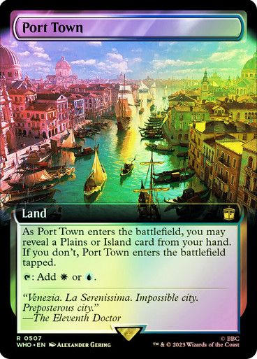 Magic the Gathering Port Town Extended Art Surge Foil Doctor Who Commander