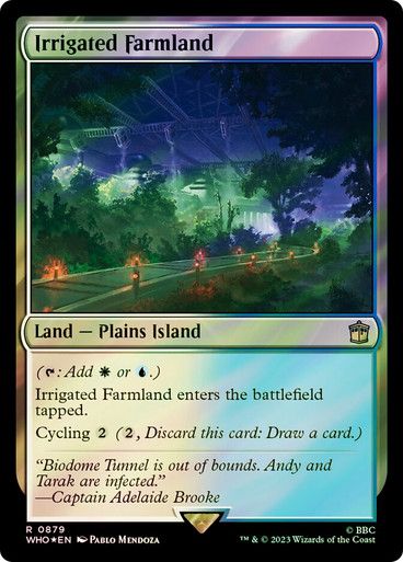 Magic the Gathering Irrigated Farmland Surge Foil Doctor Who Commander