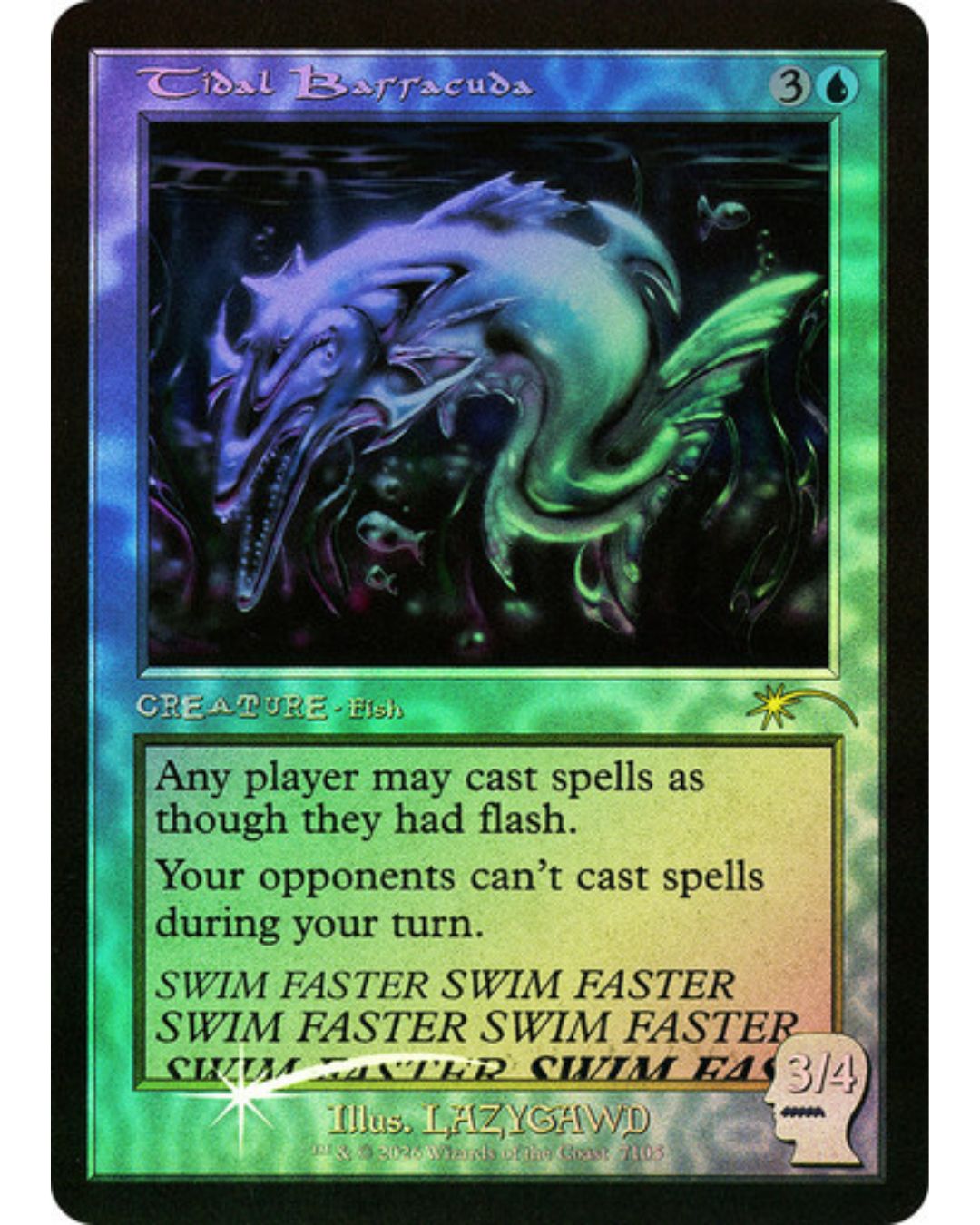 Magic the Gathering Tidal Barracuda Foil Secret Lair Braindead