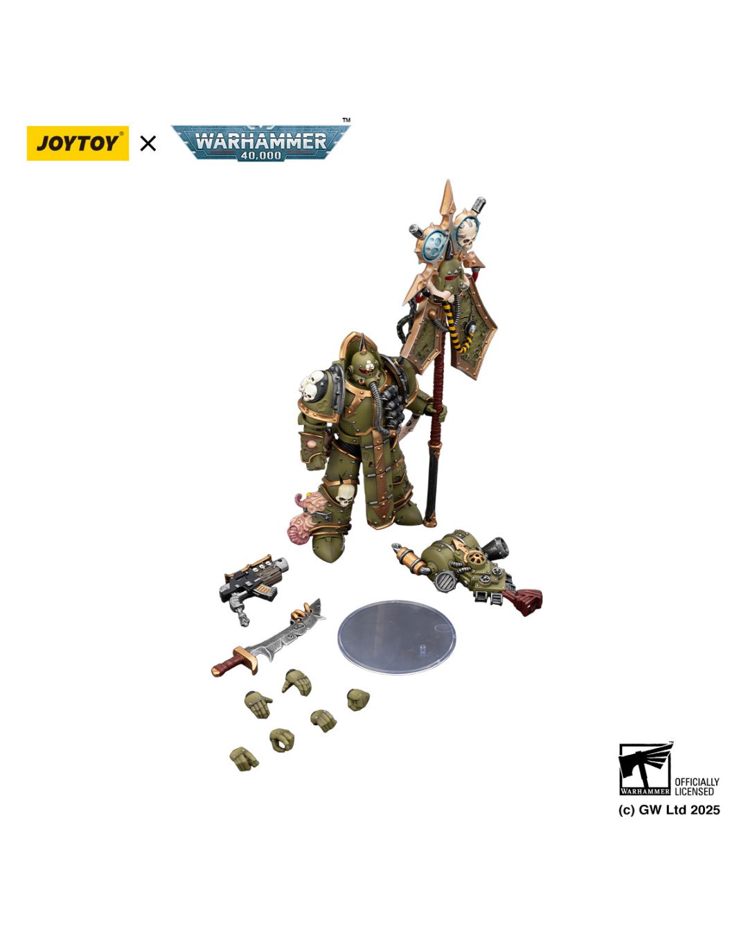 PRE-ORDER Joy Toy Warhammer 40k Death Guard Plague Marine Icon bearer with Boltgun and Plague knife