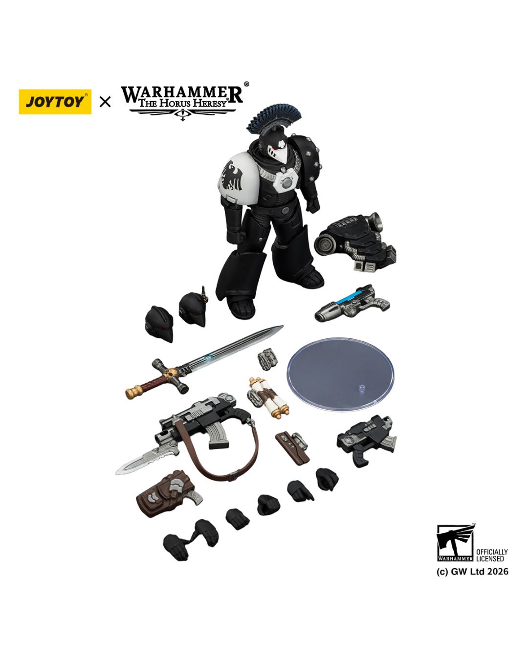 PRE-ORDER Joy Toy Warhammer 40k Raven Guard MkVI Tactical Sergeant with Power Sword, Bolter and Plasma Pistol