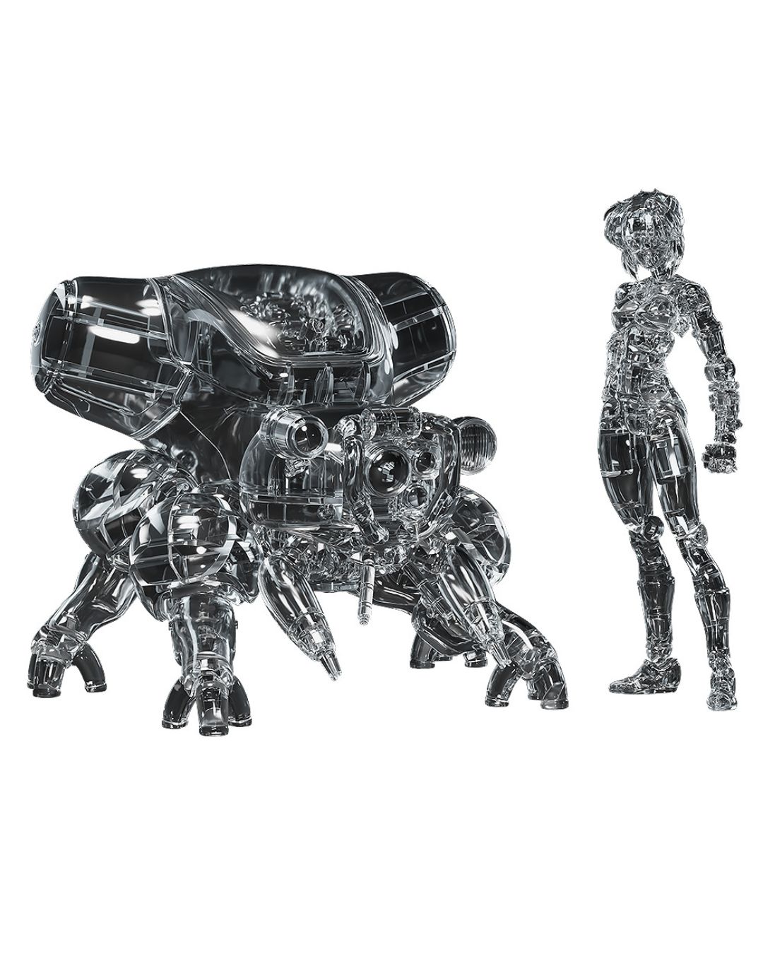 PRE-ORDER Good Smile Ghost in the Shell (Manga Edition) PLAMAX minimum Factory MF-96 Motoko Kusanagi with Fuchikoma Thermoptic Camouflage Ver. Plastic Model Kit