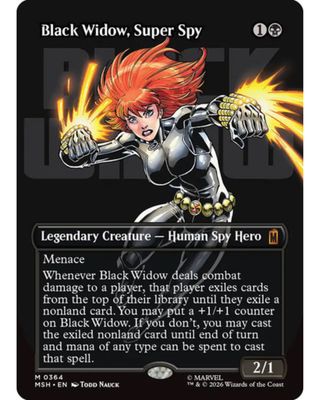 Magic the Gathering Black Widow, Super Spy Borderless Marvel Super Heroes