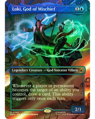 Magic the Gathering Loki, God of Mischief Borderless Foil Marvel Super Heroes