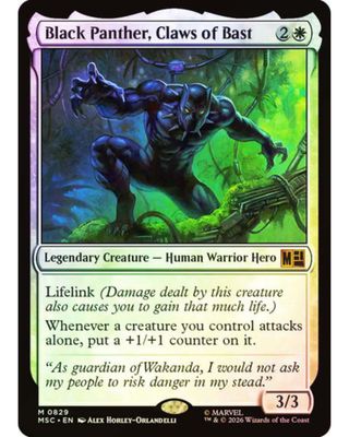 Magic the Gathering Black Panther, Claws of Bast Foil Marvel Heroes Commander