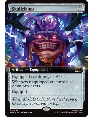 Magic the Gathering Skullclamp Extended Art Marvel Super Heroes Commander