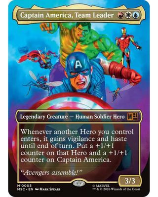 Magic the Gathering Captain America, Team Leader Borderless Marvel Super Heroes Commander