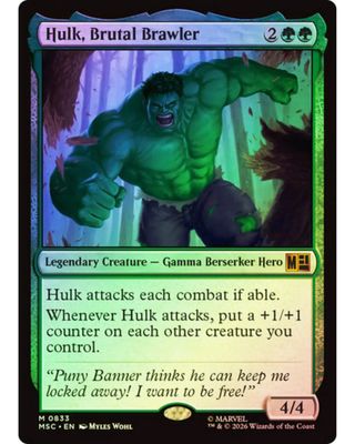 Magic the Gathering Hulk, Brutal Brawler Foil Marvel Super Heroes Commander