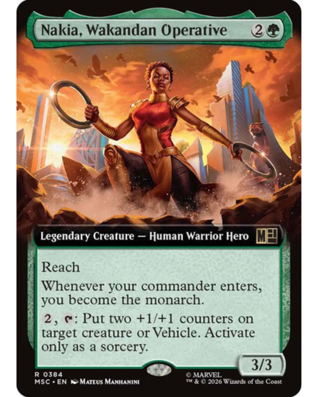 Magic the Gathering Nakia, Wakandan Operative Extended Art Marvel Super Heroes Commander
