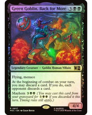 Magic the Gathering Green Goblin, Back for More Foil Marvel Super Heroes Commander
