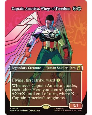 Magic the Gathering Captain America, Wings of Freedom Borderless Foil Marvel Super Heroes