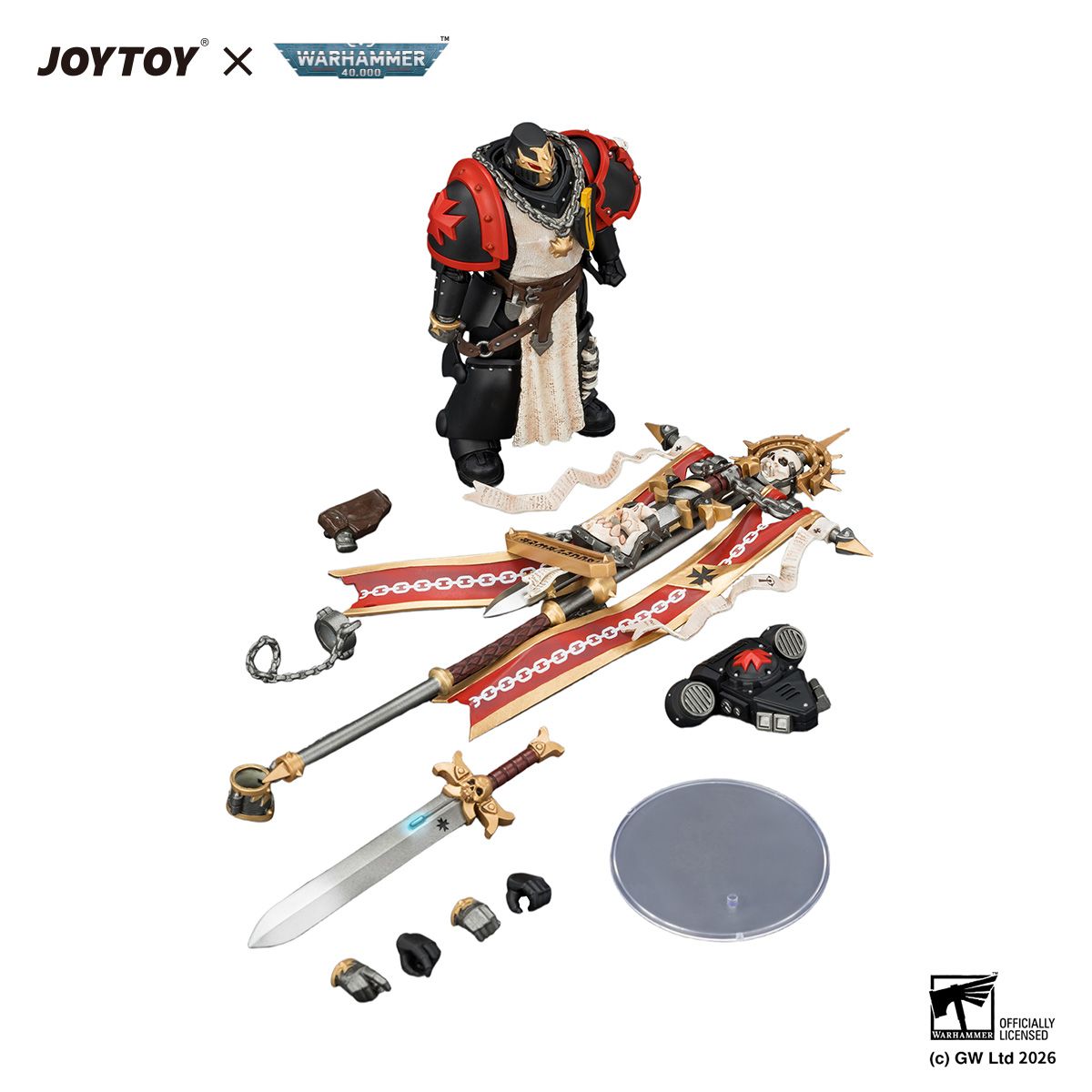 PRE-ORDER Joy Toy Warhammer 40k Black Templars Crusader Ancient with Power Sword and Bolt Pistol