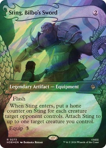 Magic the Gathering Sting, Bilbo's Sword Borderless Surge Foil The Hobbit Festival Mall