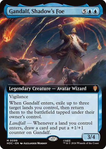 Magic the Gathering Gandalf, Shadow's Foe Extended Art The Hobbit Commander Festival Mall