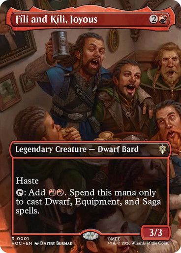 Magic the Gathering Fili and Kili, Joyous Borderless The Hobbit Commander Greenhills