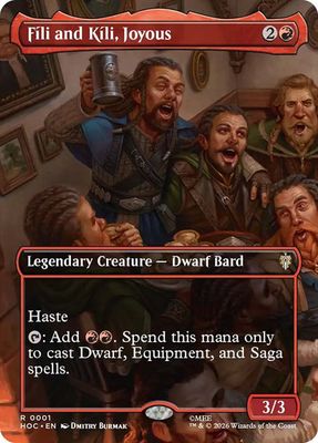 Magic the Gathering Fili and Kili, Joyous Borderless The Hobbit Commander Greenhills