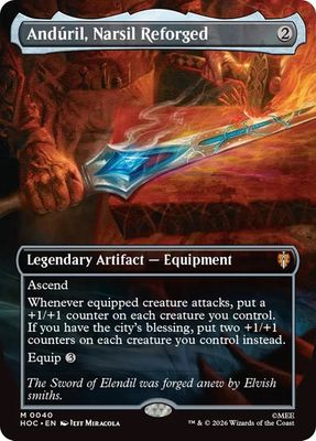 Magic the Gathering Anduril, Narsil Reforged Borderless The Hobbit Commander Festival Mall