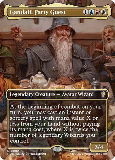 Magic the Gathering Gandalf, Party Guest Borderless The Hobbit Commander Festival Mall