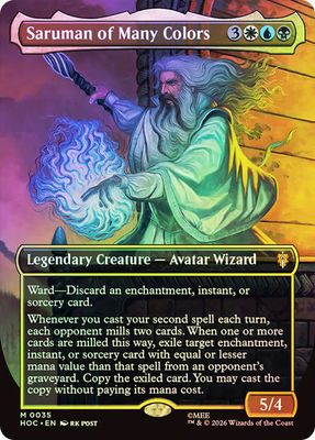Magic the Gathering Saruman of Many Colors Borderless Foil The Hobbit Commander Festival Mall
