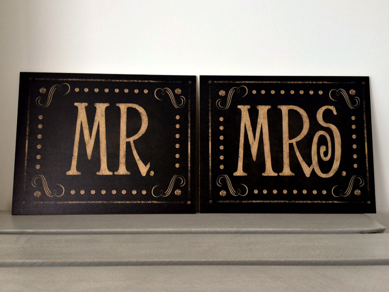 Set de Letreros Mr &amp; Mrs