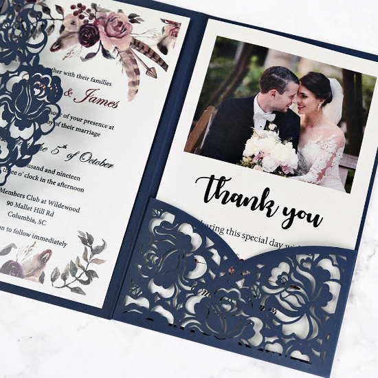 Invitación Personalizada Gibrea (Marino, Dorado, Vino)