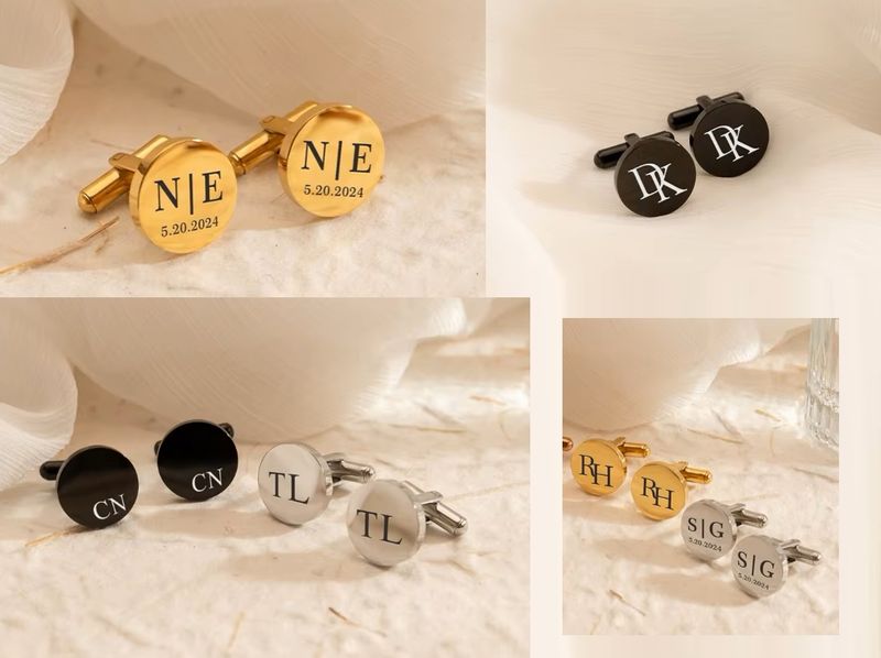 Mancuernillas Personalizadas en Acero Inoxidable Felipe (Color Plateado, Dorado y Negro)