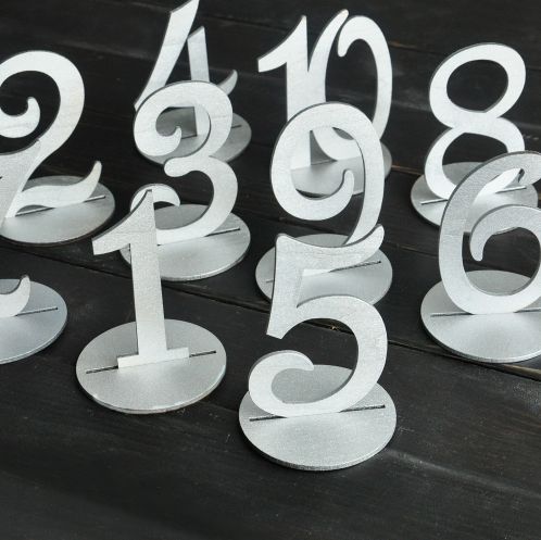 Letreros para Enumerar Mesas Nibor (Natural, Negro, Plata, Dorado) / Números de Mesa