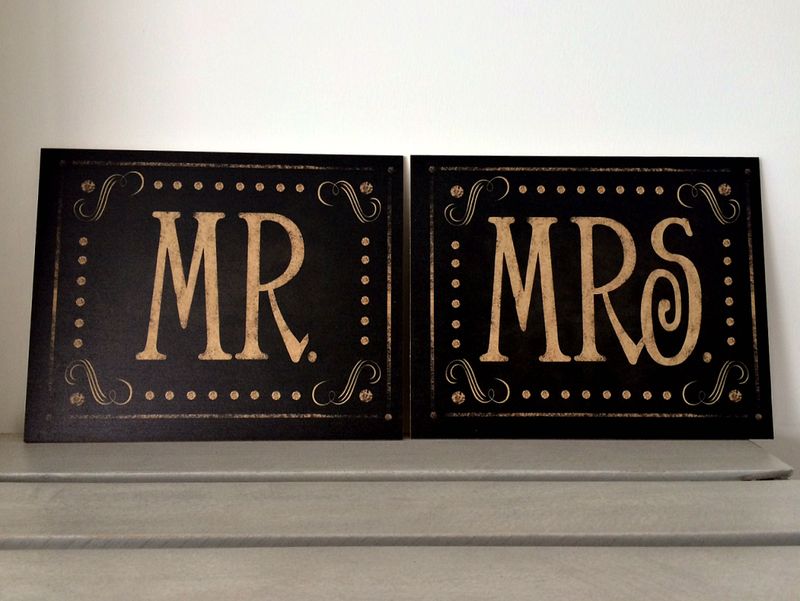 Set de Letreros Mr &amp; Mrs