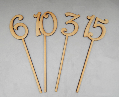 Letreros para Enumerar Mesas Nobamia 6mm (Natural, Negro, Plata, Dorado) / Números de Mesa