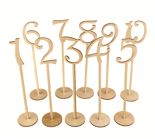 Letreros para Enumerar Mesas Nobamia 6mm (Natural, Negro, Plata, Dorado) / Números de Mesa