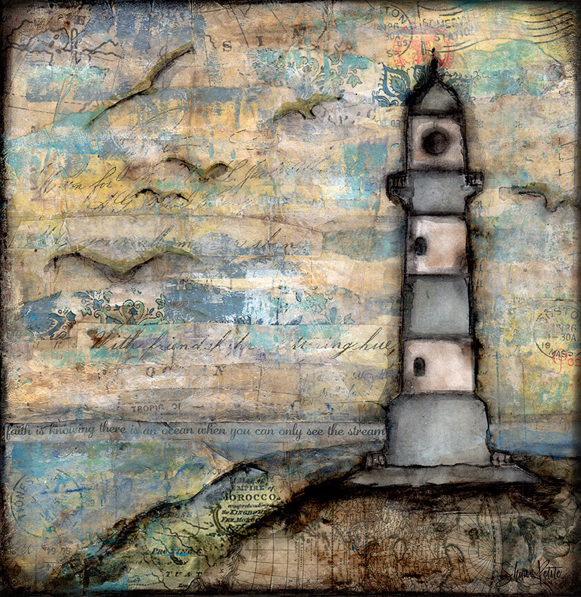 "The stream" lighthouse, Print on Wood and Print to be Framed