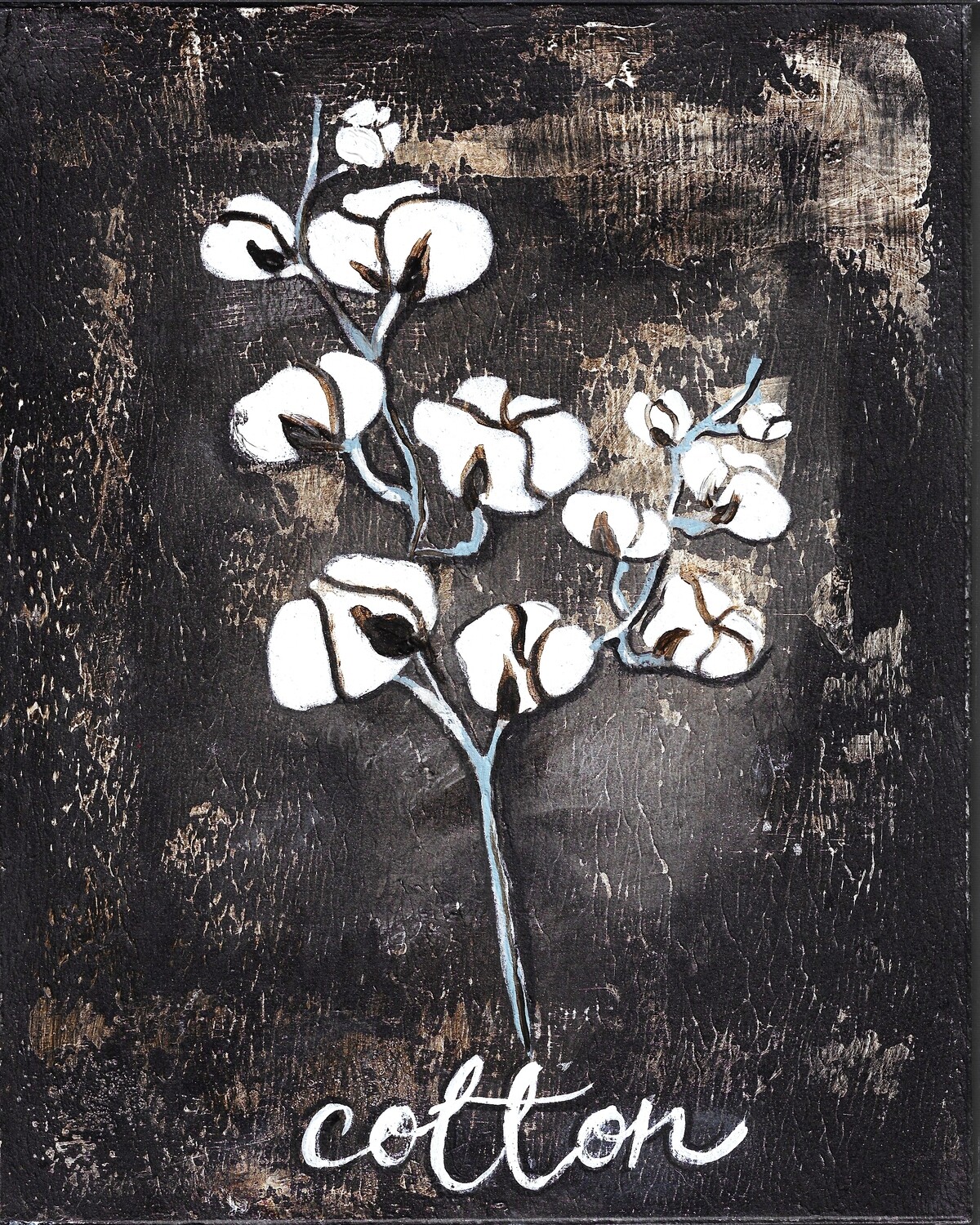 "Cotton Stem" Print on Wood and Print to be Framed
