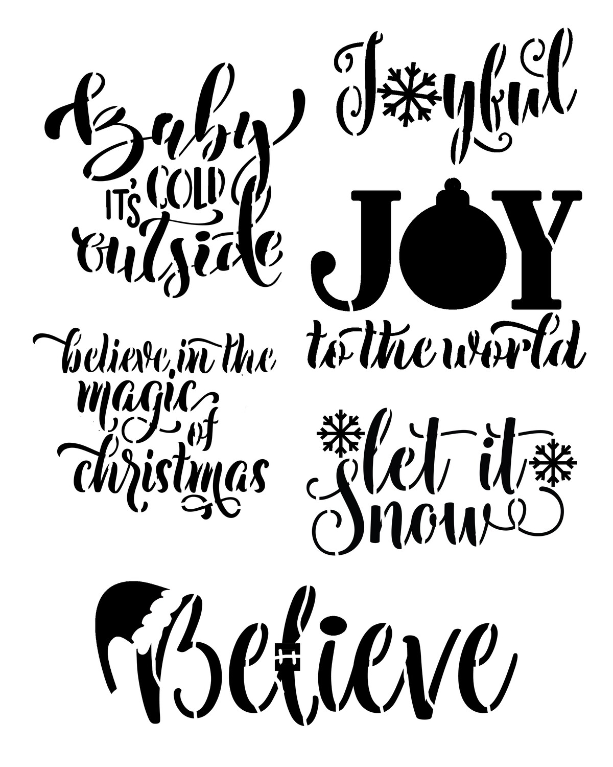 Christmas Words Joyful 8x10 stencil
