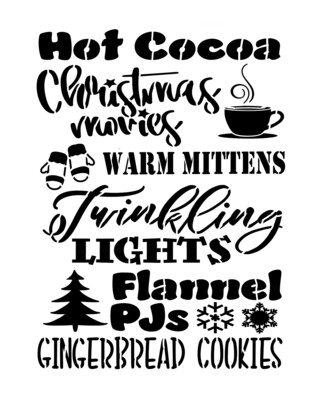 Christmas Words Hot Cocoa 8x10 stencil