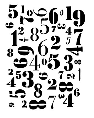 Numbers Jumbled stencil 8x10