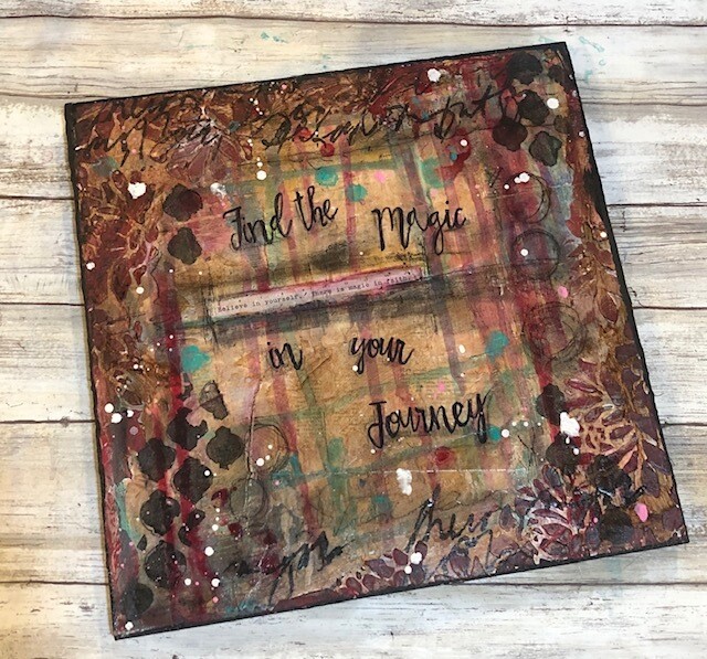 "Find the magic in your Journey" mixed media original 12x12 original. clearance