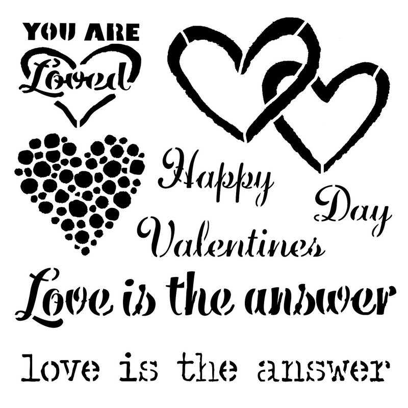 Valentine&#39;s Day Love is the Answer stencil 6x6