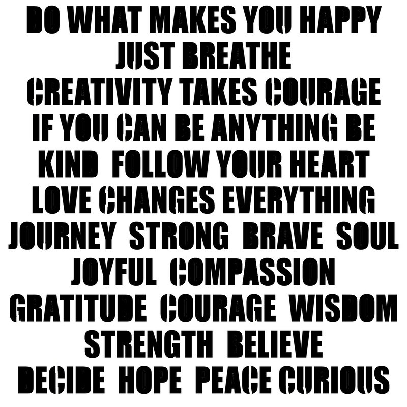 Positive Words stencil 6x6