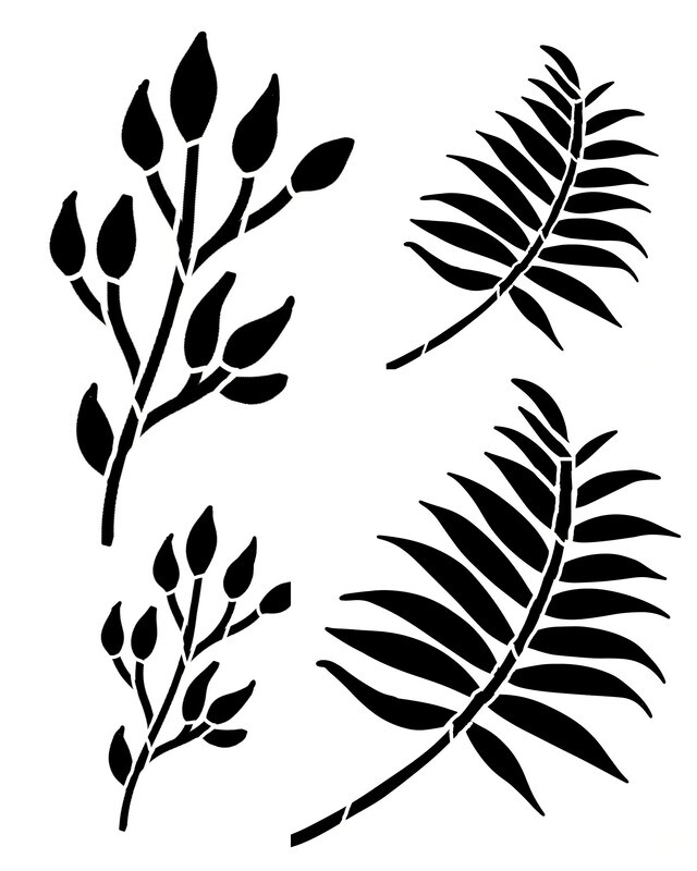Spring Leaves 2 stencil 8x10