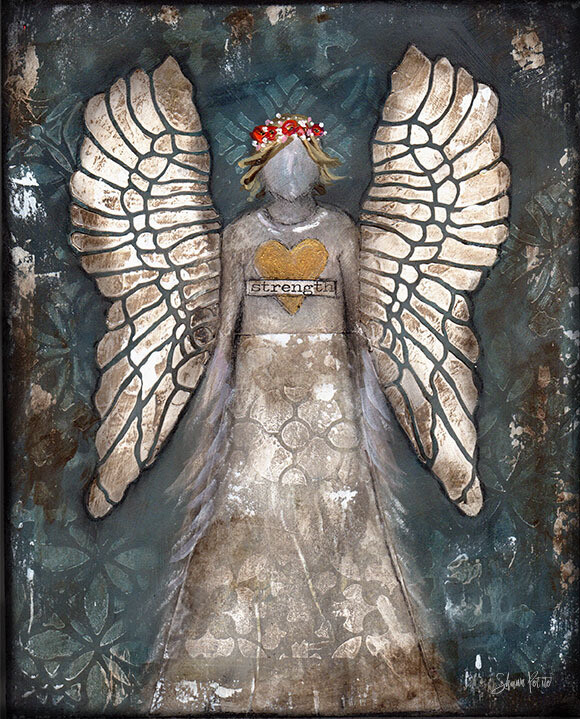 "Angel of strength" Print on Wood and Print to be Framed