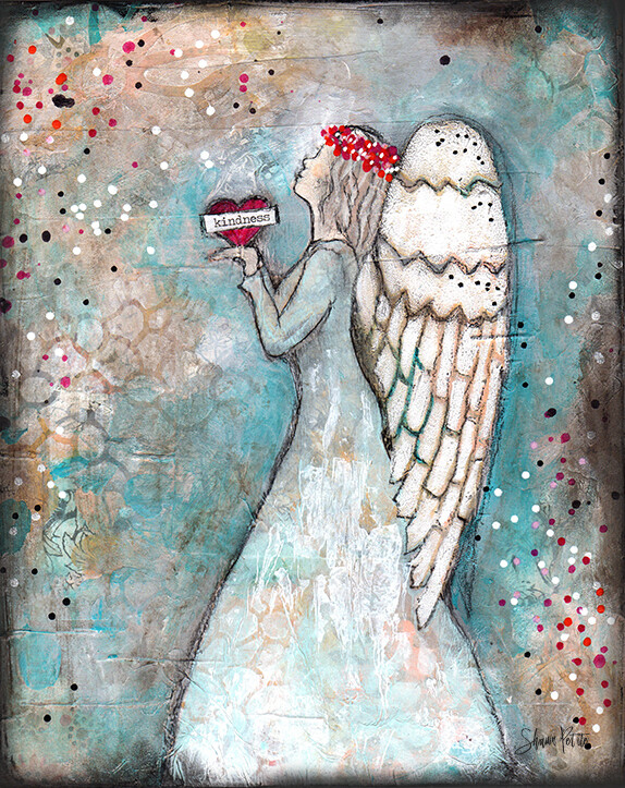 &quot;Angel of Kindness&quot; Print on Wood and Print to be Framed