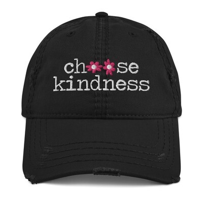 "Choose Kindness" Pink Flowers Distressed Hat