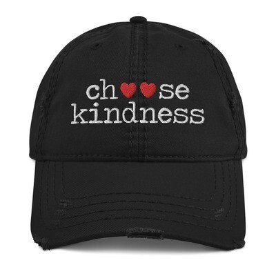"Choose Kindness" Red Hearts Distressed Hat