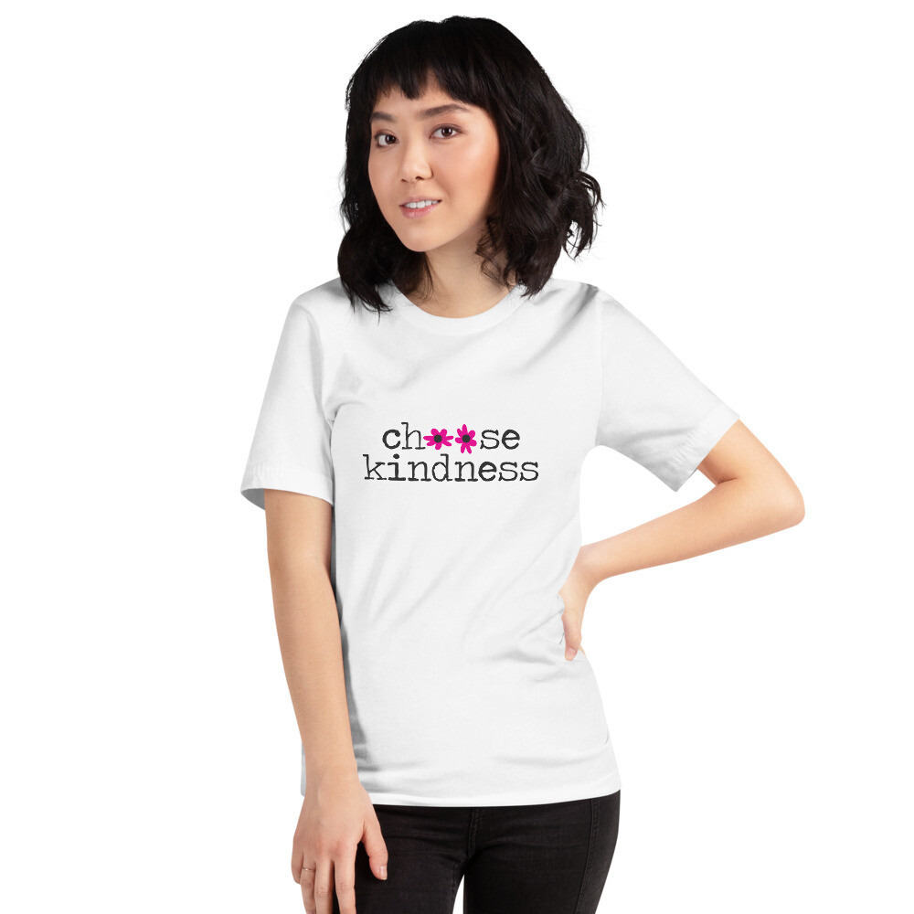 "Choose Kindness" Pink Flowers black letters Short-Sleeve Unisex T-Shirt