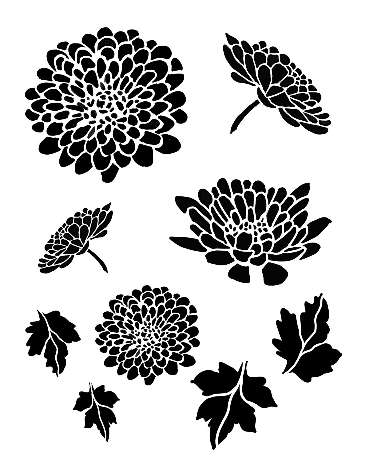 Mums stencil 8x10