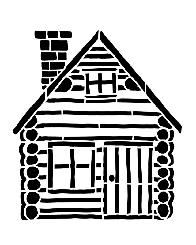 Log cabin large stencil 8x10