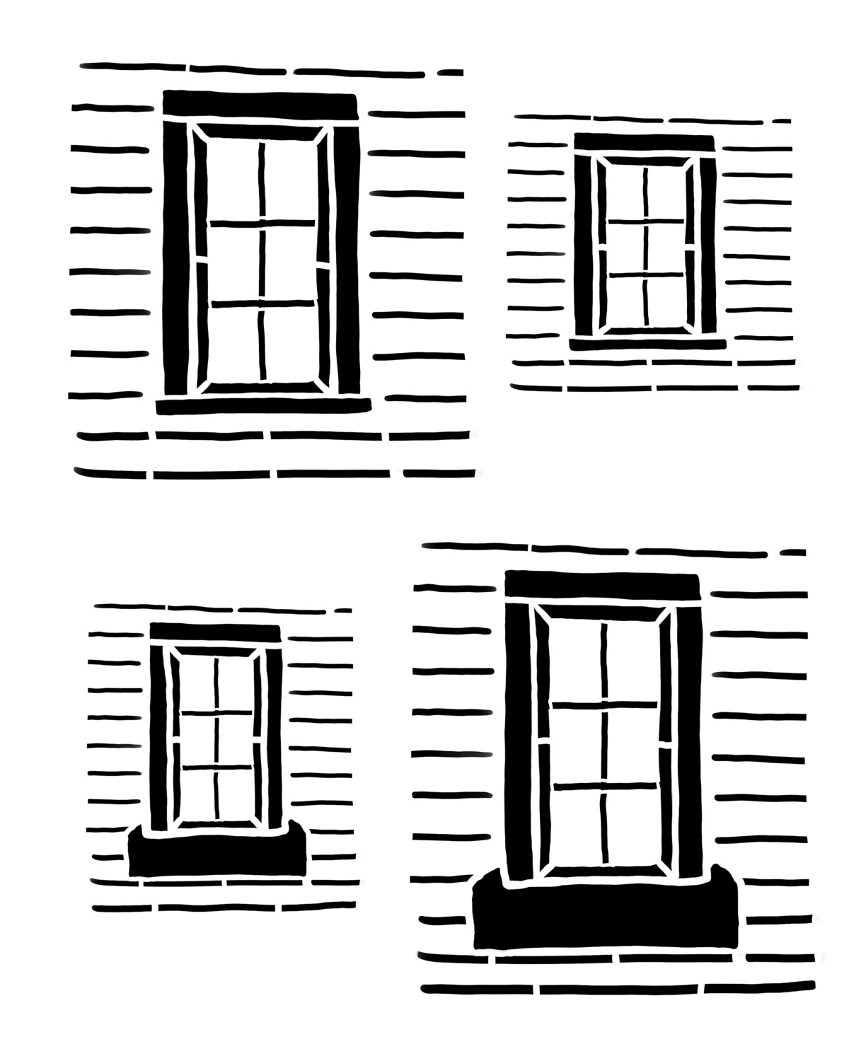 Rustic windows stencil 8x10